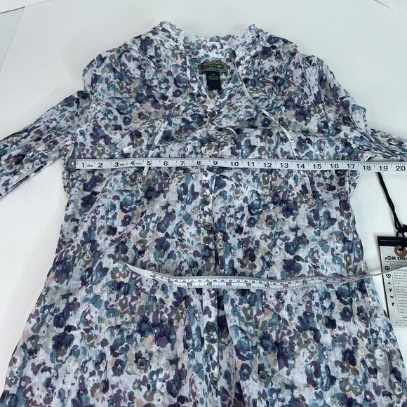 New 2OH Threads Blouse Top, Large, Purple And Grey Floral, 2W39004, Button Up - Picture 6 of 8